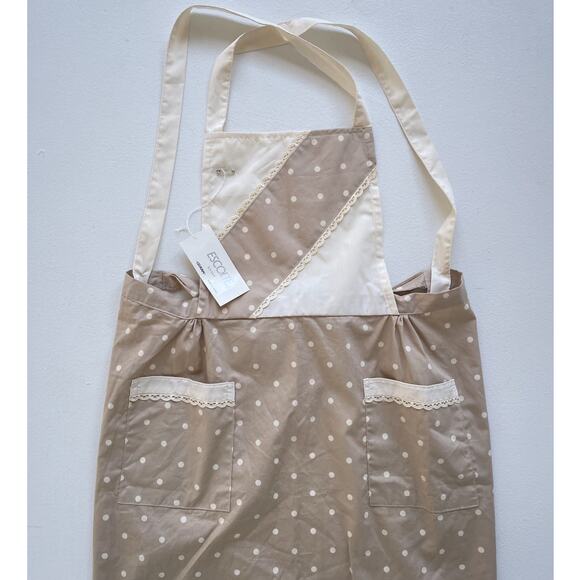 Vintage 1980s Beige Polkadot Ruffle Apron / Made in Japan / NWT Coquette - Picture 3 of 9